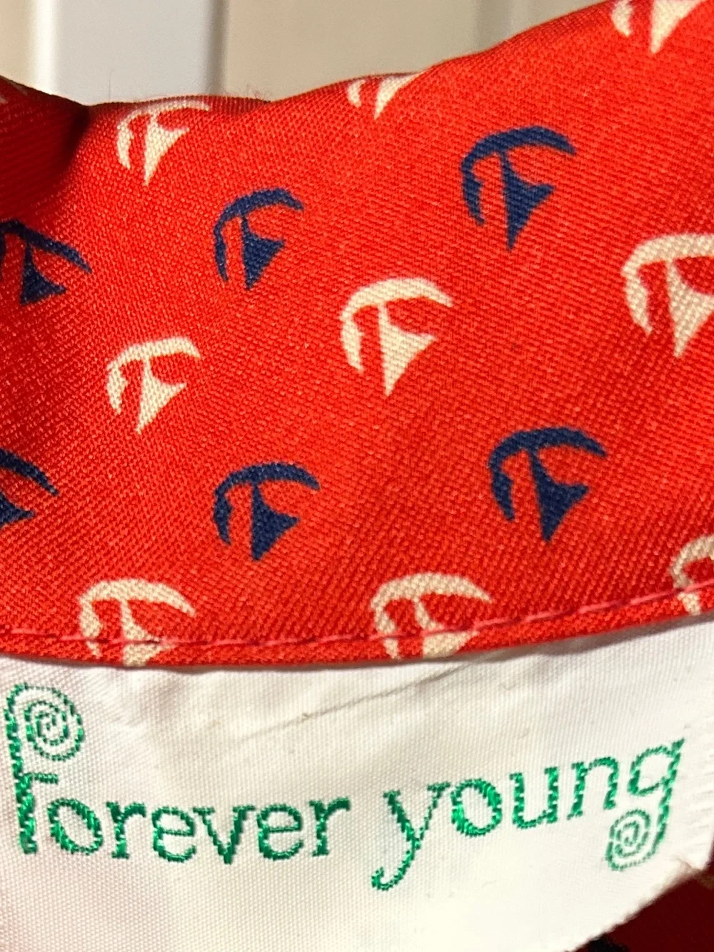 Vintage Forever Young Red Sailboat Print Dress with Tan Vest – Union Made USA